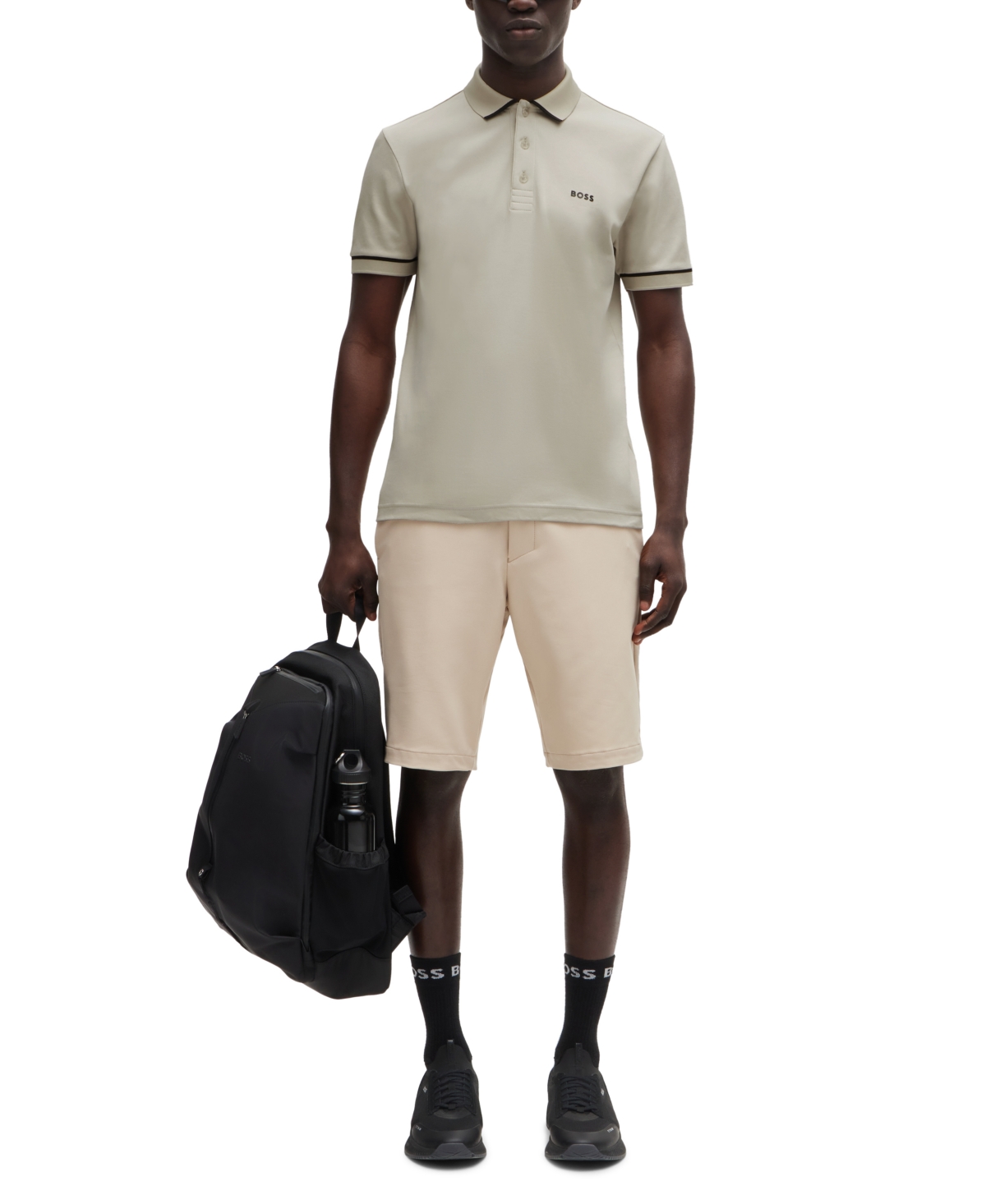 Shop Hugo Boss Boss By  Men's Contrast Trim Slim-fit Polo Shirt In Light Beige