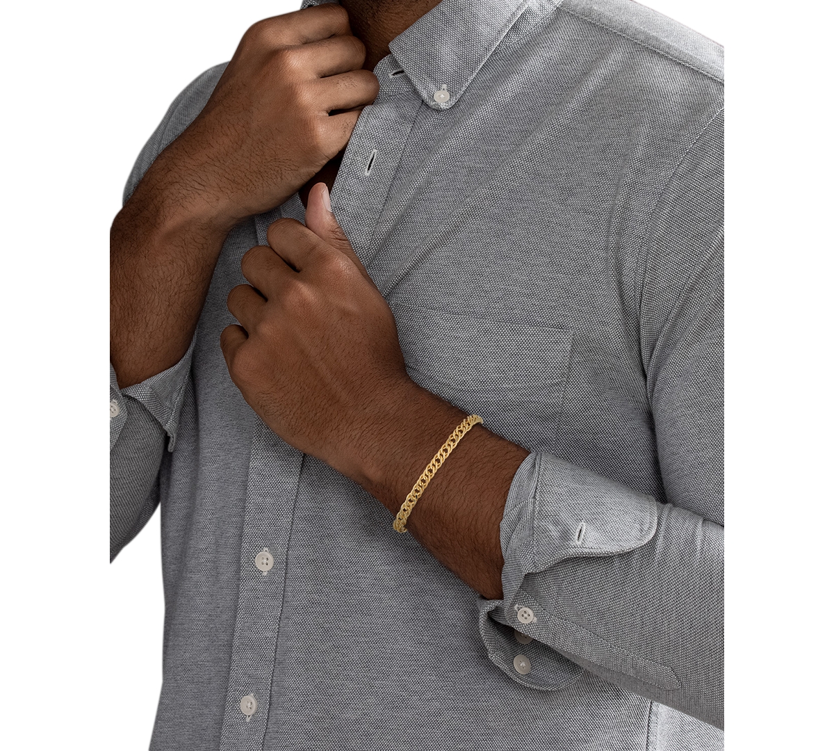 Esquire Men's Jewelry Fancy Curb Link Chain Bracelet in 14k Gold-Plated Sterling Silver, Created for Macy's