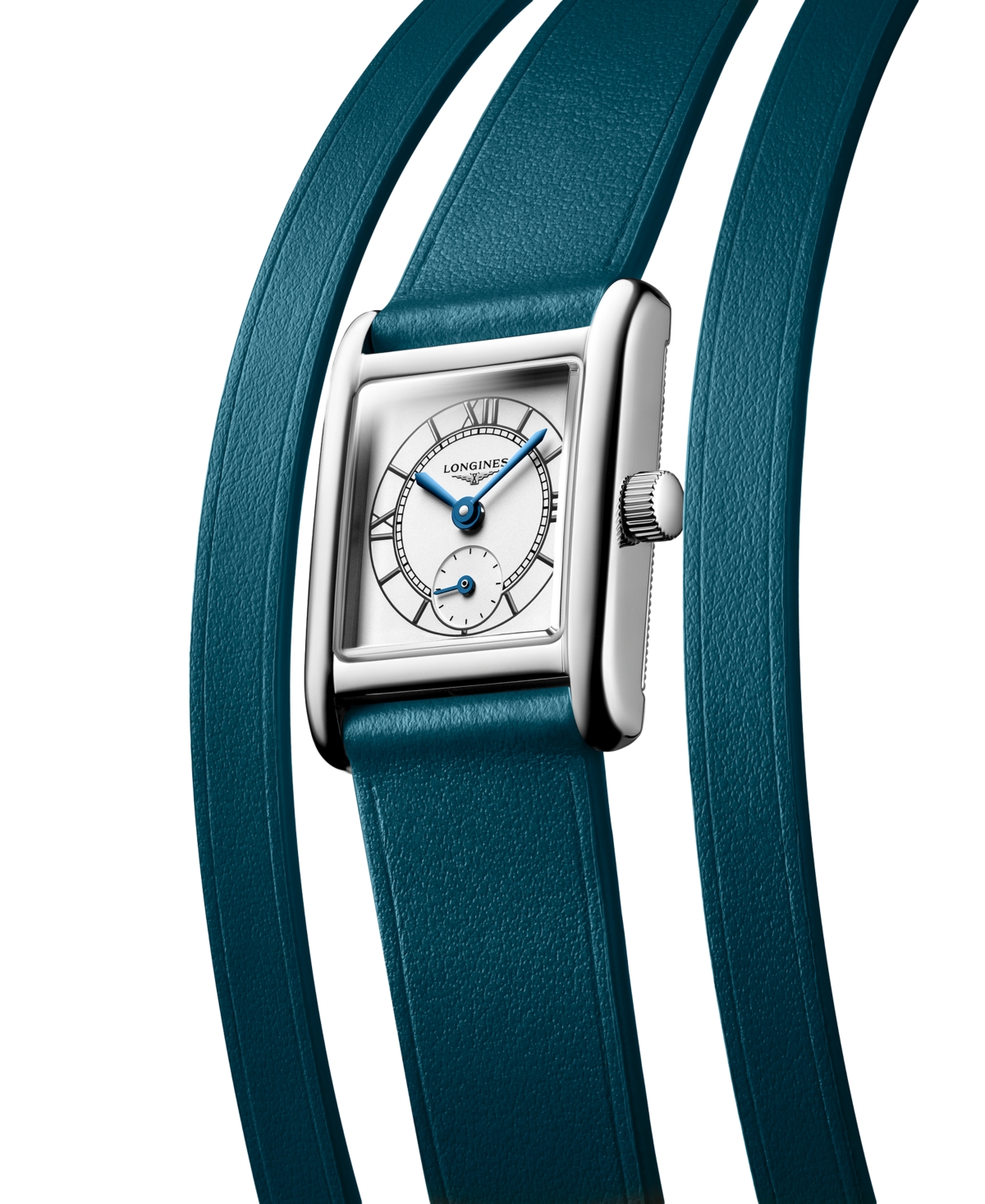 Longines Women's Swiss Mini Dolcevita Teal Three-row Leather Strap Watch 29mm In No Color