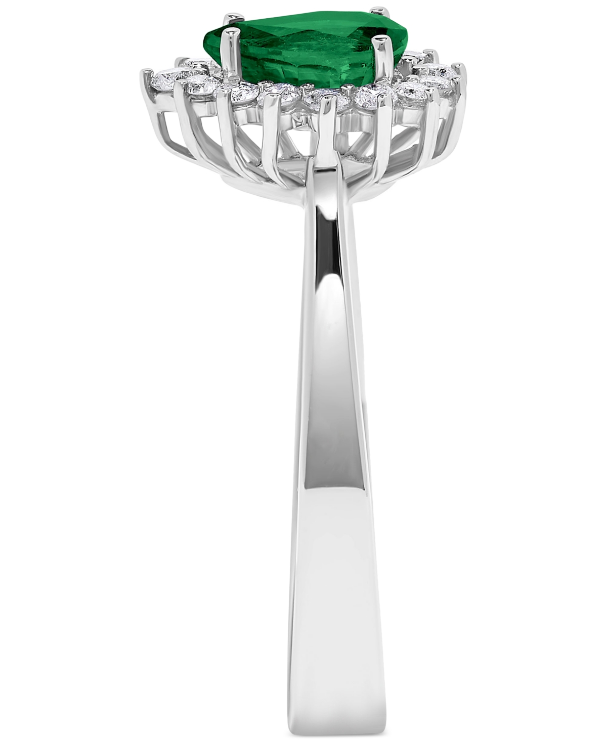 (5/8 ct. t.w.) & Diamond (1/5 ct. t.w.) Pear Halo Ring in 14k White Gold (Also in Ruby & Sapphire) - Emerald