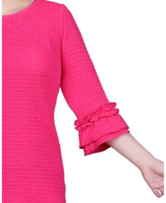 Petite 3/4 Sleeve Textured Knit Dress