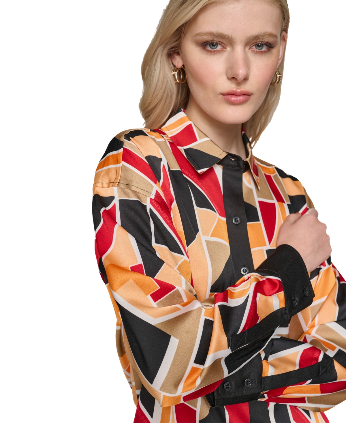 Karl Lagerfeld Paris Women's Oversized Printed Blouse -mrm