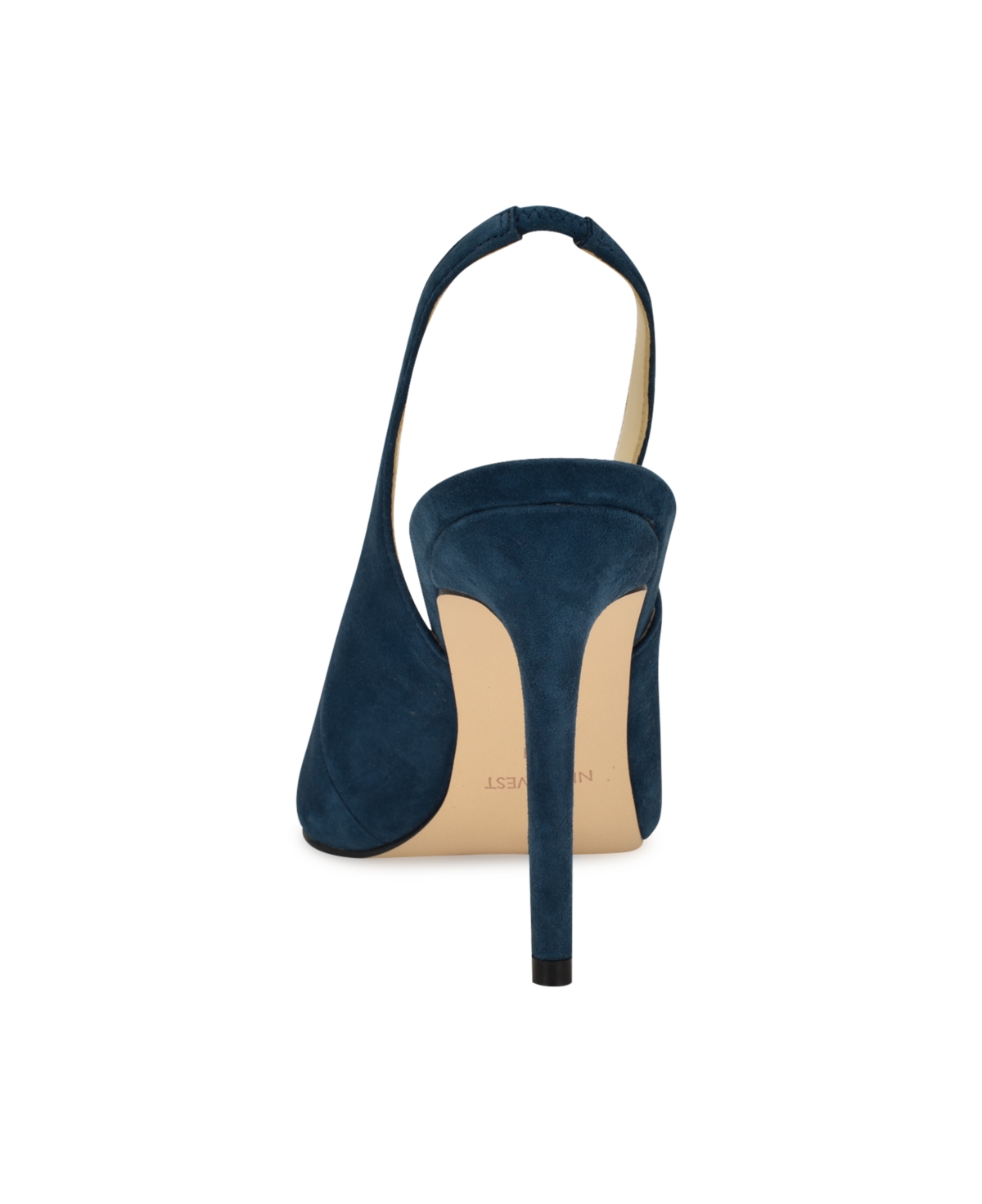 Nine West Women's Feather Pointy Toe Slingback Dress Pumps In Navy Suede