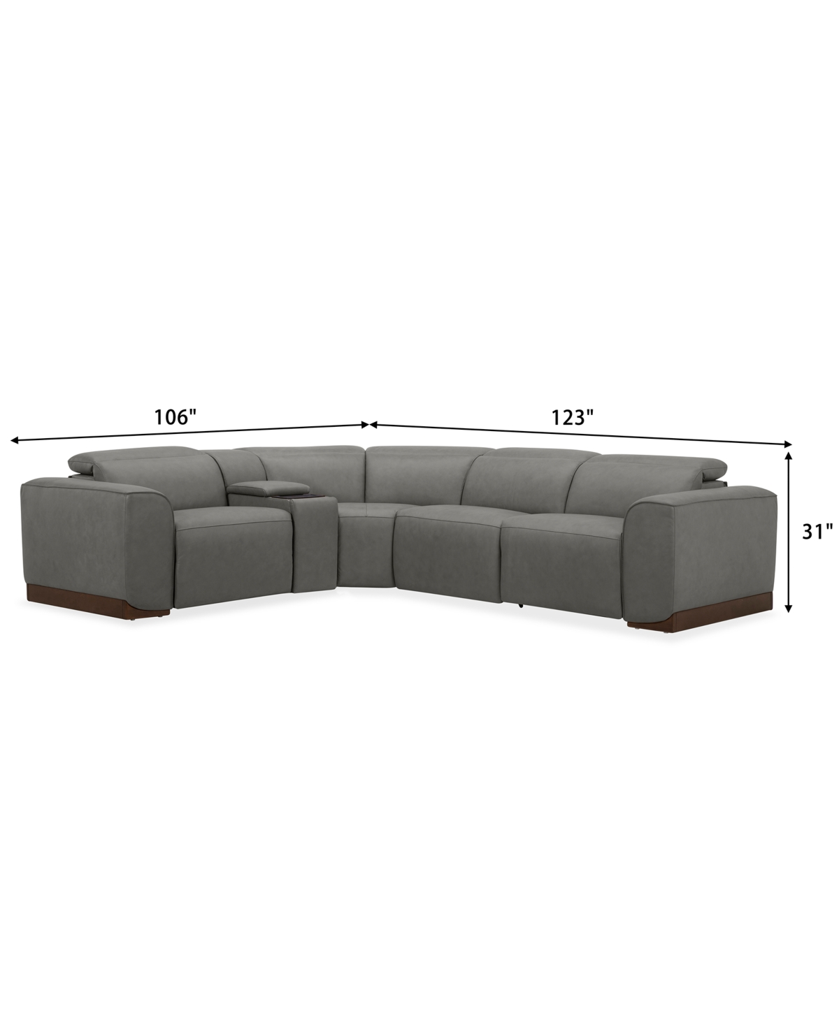 Lovro 5-Pc. Leather Sectional with 2 Power Motion Chairs & 1 Console, Created for Macy's