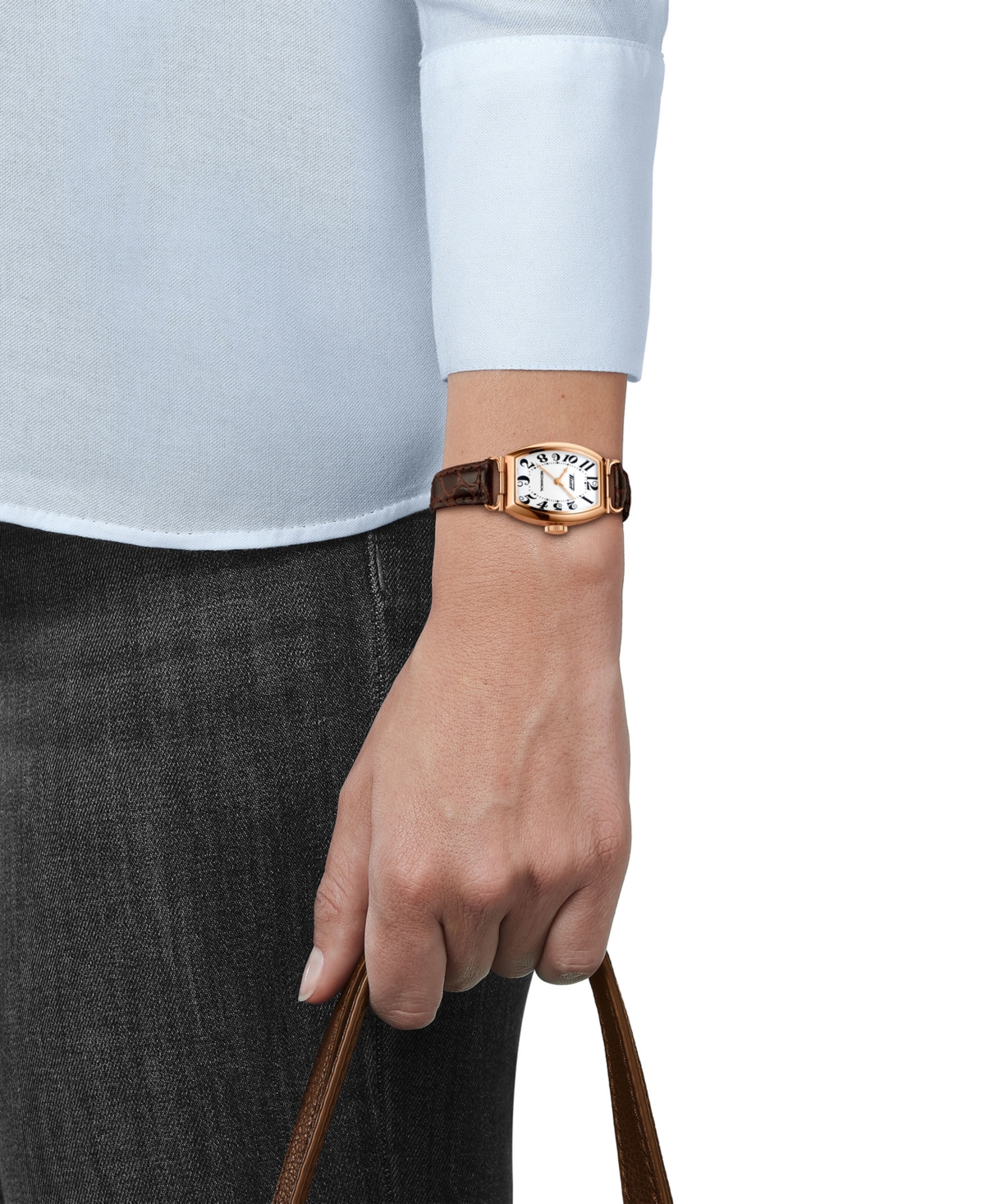 Tissot Women's Swiss Automatic Porto Brown Leather Strap Watch 22mm