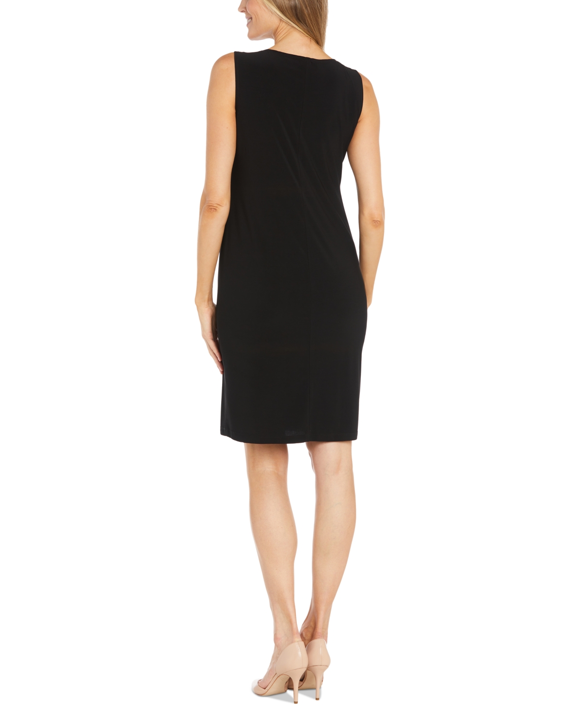 R & M Richards Petites Womens Printed Knee Cocktail And Party Dress In Black,grey