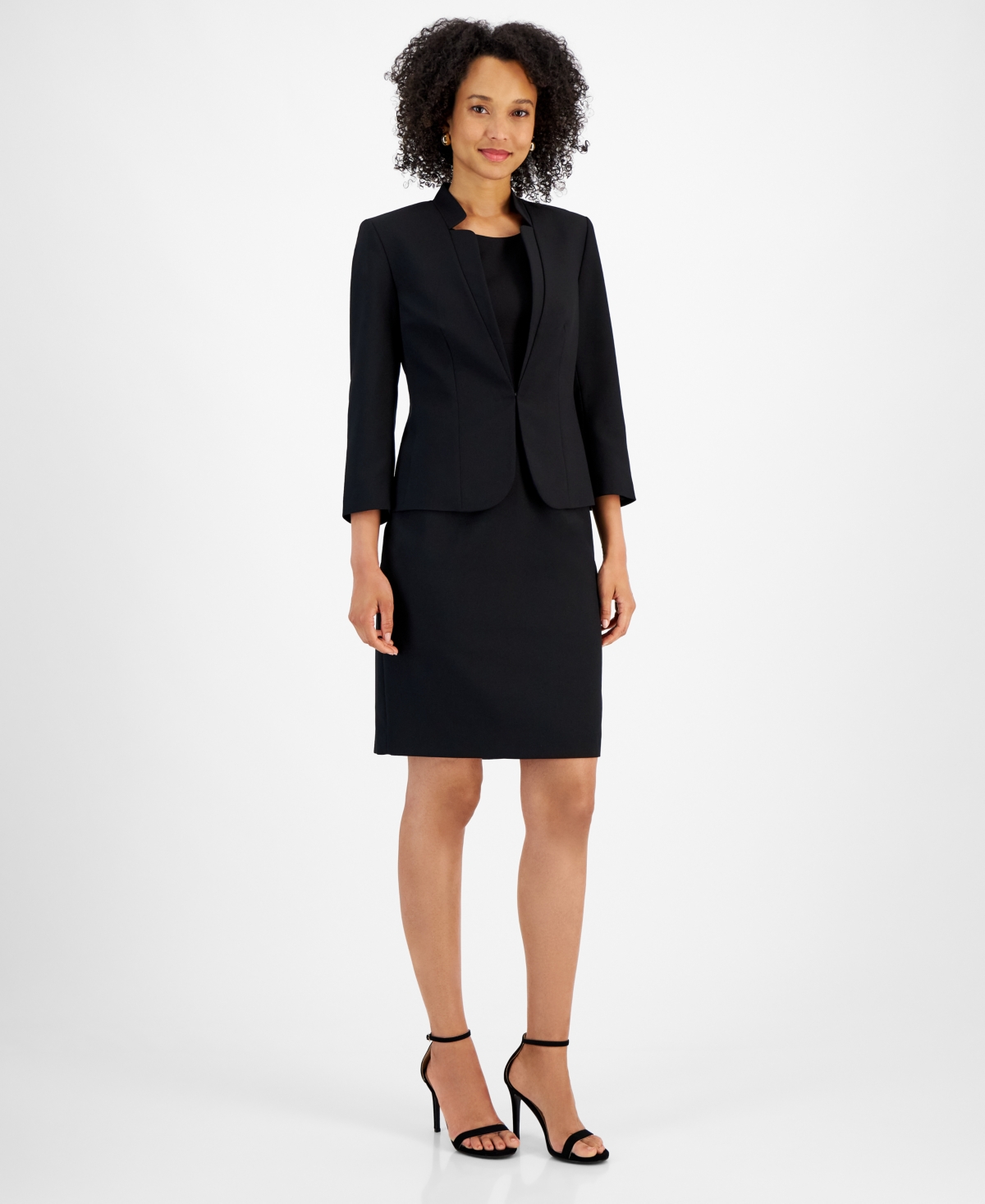 Women's Jacket & Empire Sheath Dress, Regular & Petite - Charcoal