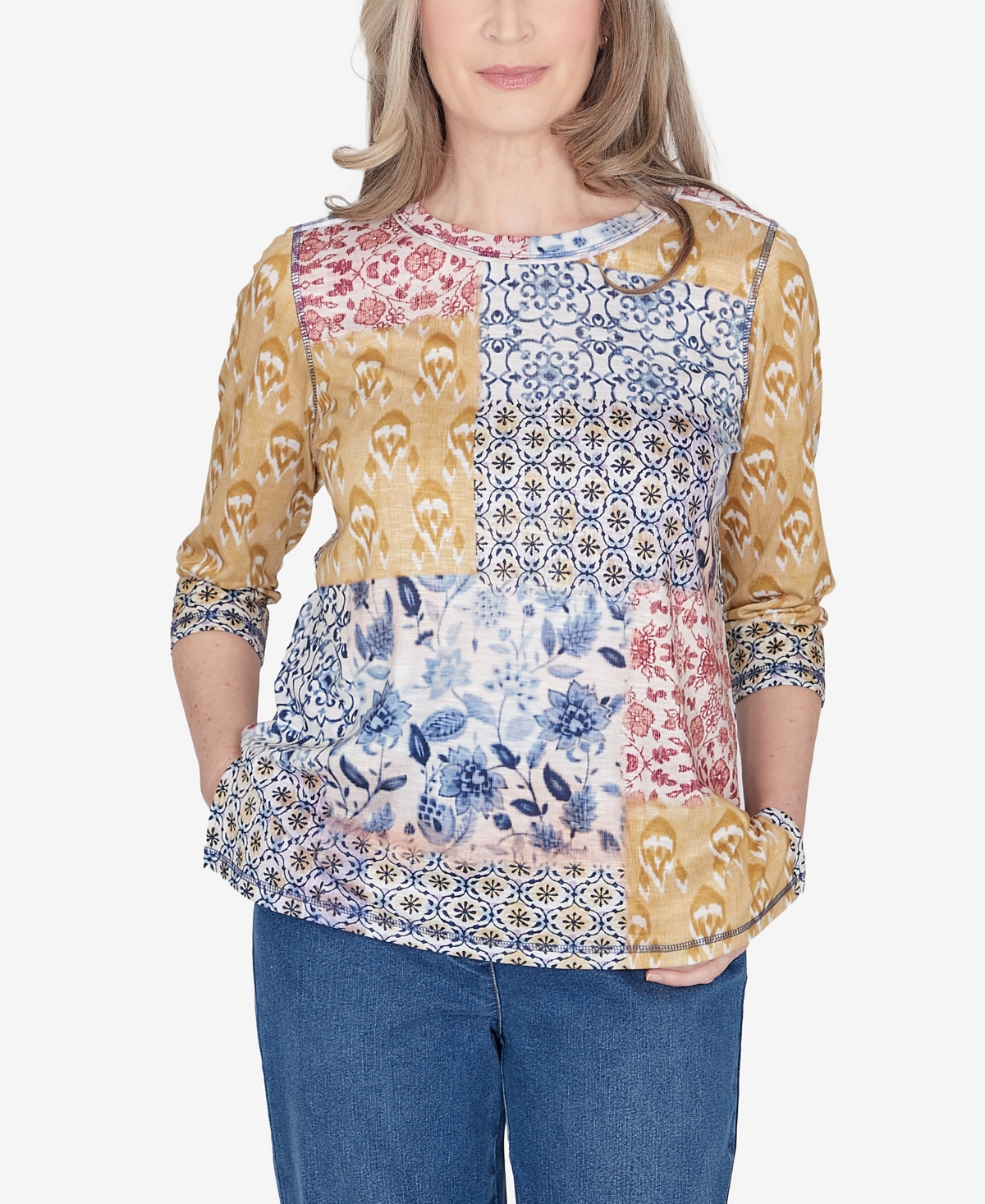 Petite Scottsdale Abstract Patchwork Printed Top - Multi