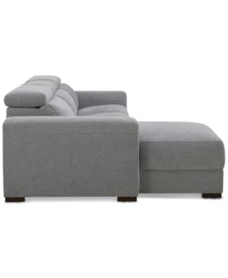 Nevio 3-Pc. Fabric Power Headrest Sectional and Chaise with 1 Power Motion Chair