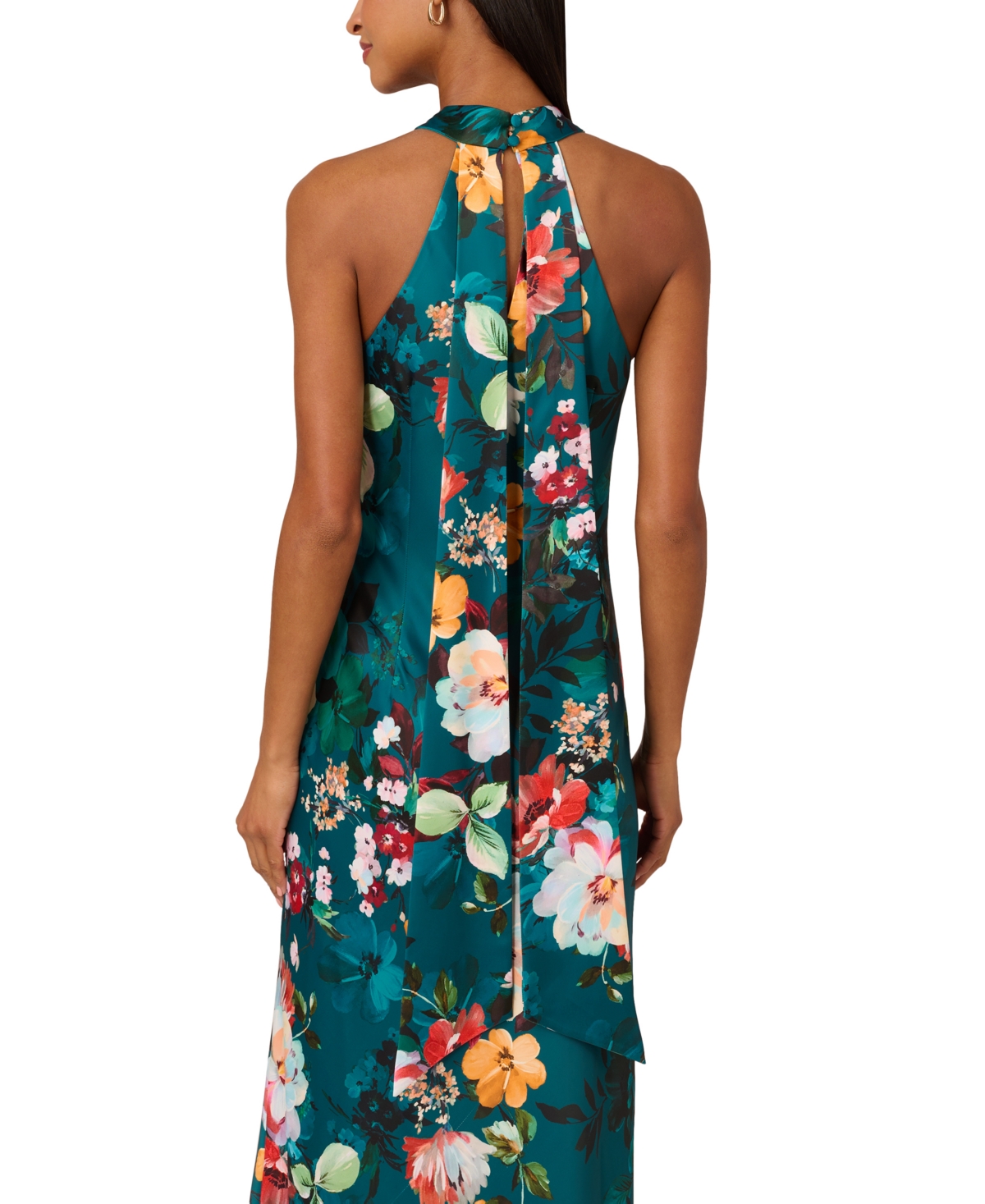 Adrianna by Adrianna Papell Women's Printed Drape-Back Halter Gown