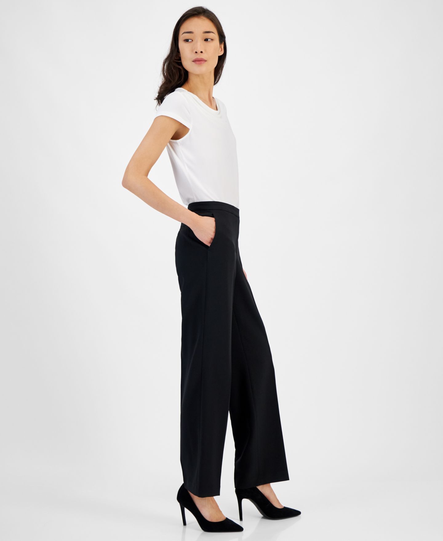 Женские брюки Kasper Claire Mid-Rise Straight Leg Trouser, цвет: Чёрный — фото 6