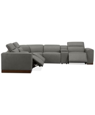 Lovro 7-Pc. Leather Sectional with 3 Power Motion Chairs & 2 Consoles, Created for Macy's