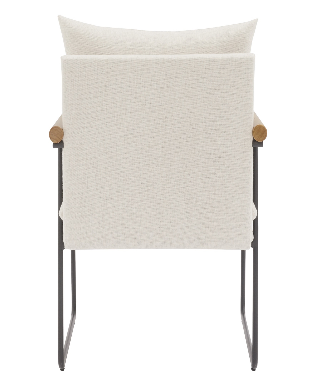 Shop Osp Home Furnishings Office Star Dutton Armchair In Ivory Fabric With Natural Arms And Black Sled Base