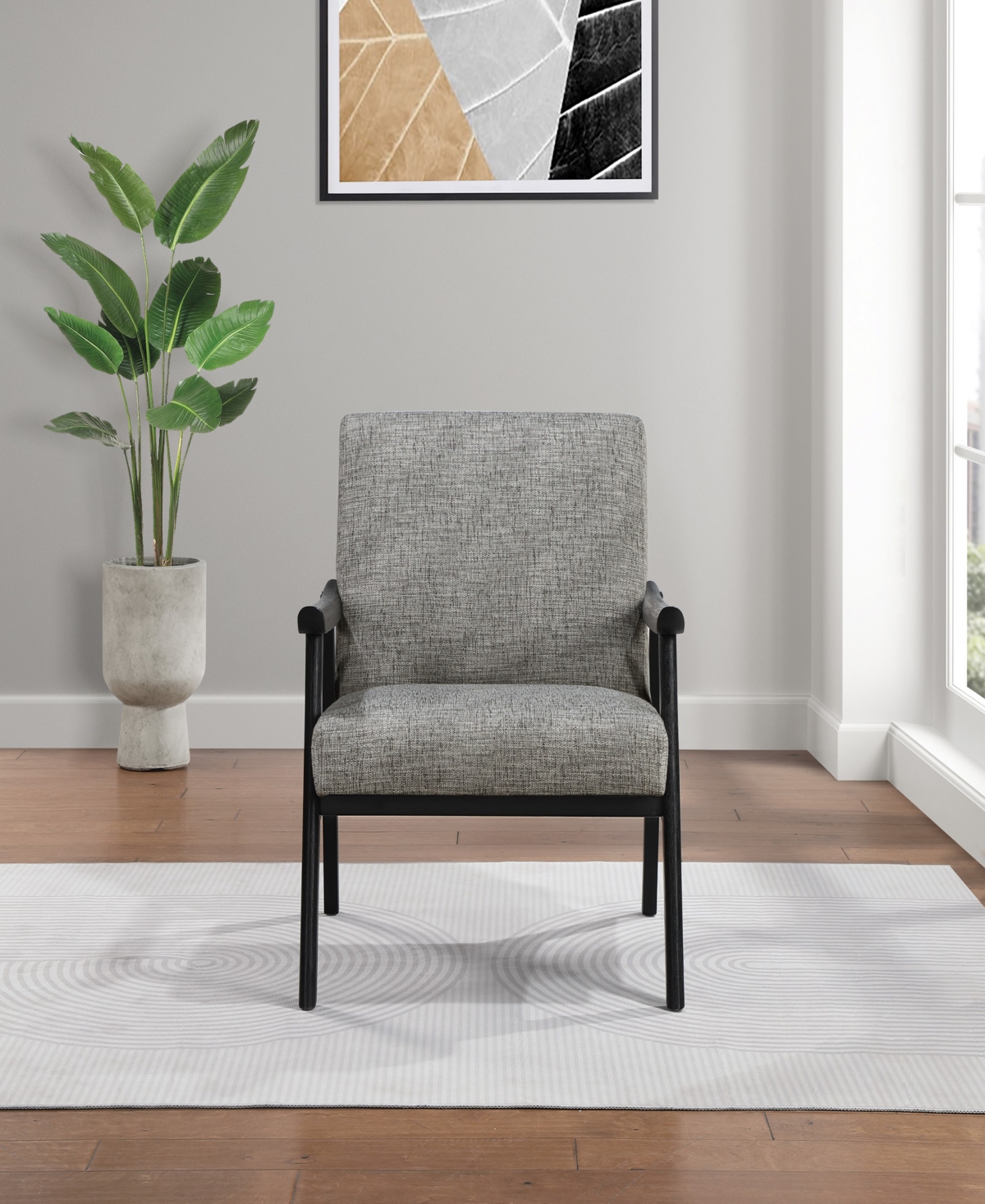 Osp Home Furnishings Office Star Weldon Armchair In Graphite Fabric With Black Finished Frame In Graphite