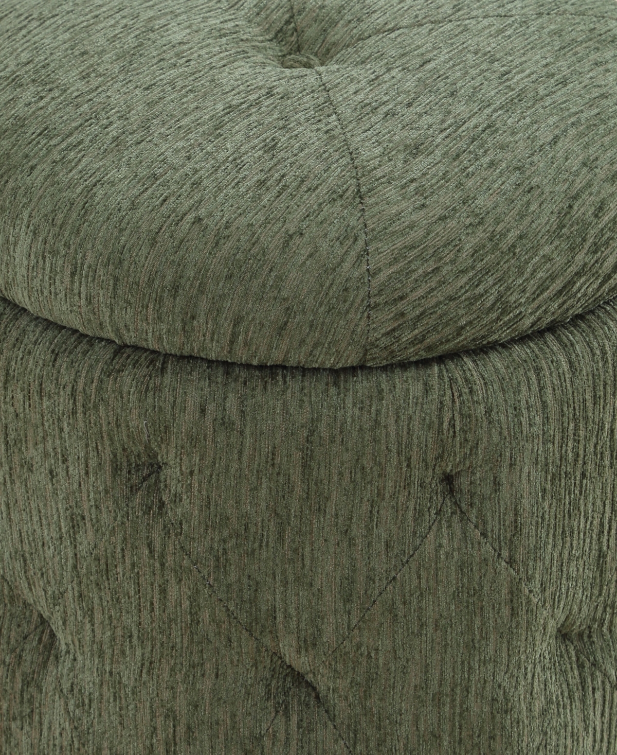Osp Home Furnishings Office Star Erindale Round Storage Ottoman In Pine Fabric In Sage Green