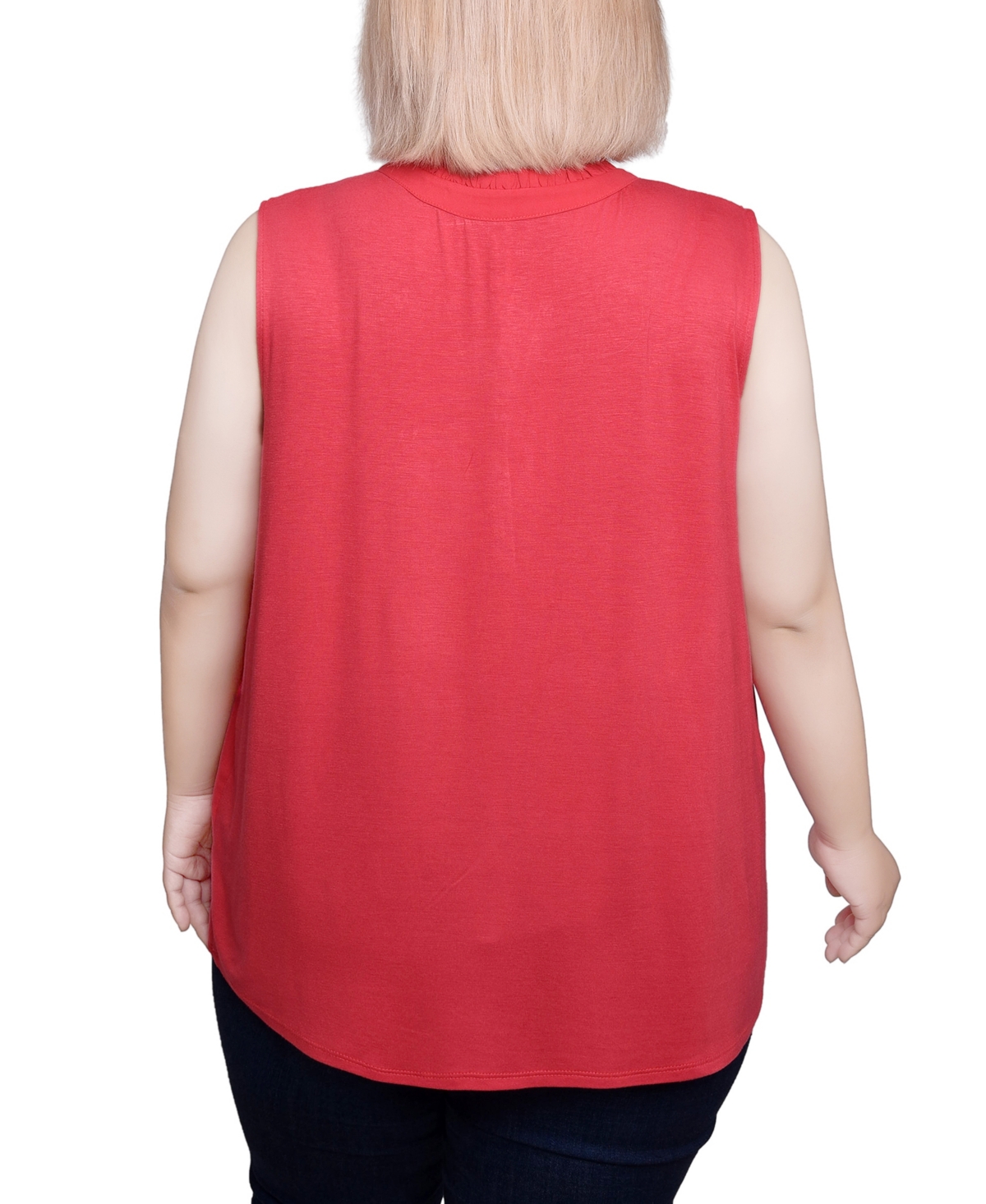 NY COLLECTION PLUS SIZE SLEEVELESS YOKED BLOUSE 
