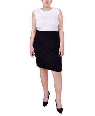 Plus Size 3/4 Sleeve Textured Knit 2 Piece Dress Set