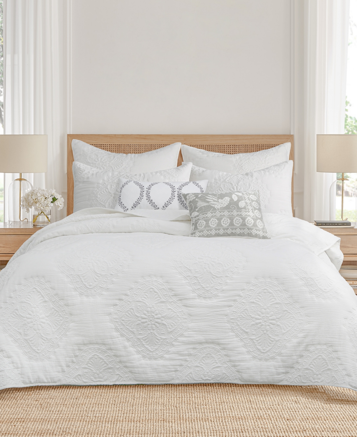 Levtex Muslin Stitch Stitching 3-pc. Quilt Set, Full/queen In White