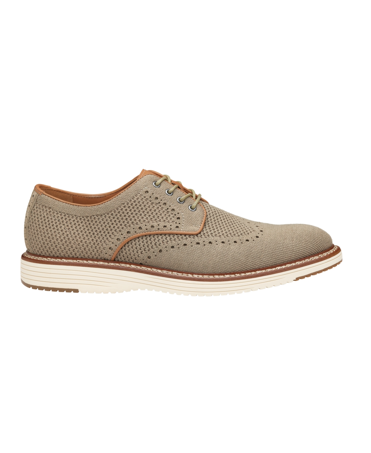 Shop Johnston & Murphy Men's Upton Knit Wingtip Dress Casual Lace Up Sneakers In Dark Taupe