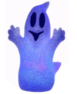 9" White Ghost Decoration, LED Lights, Changes Color, Halloween Collection