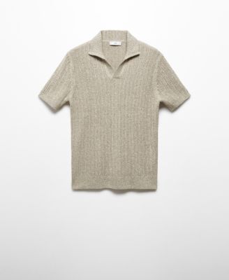 Men's Marbled Cotton Knit Polo Shirt