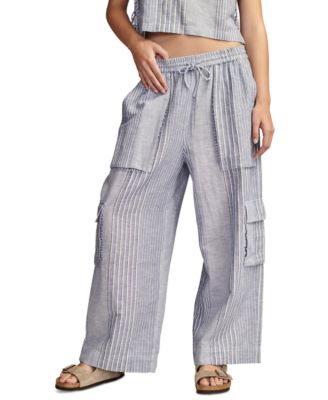 Lucky Brand - Women's Drawstring Linen-Blend Cargo Pants