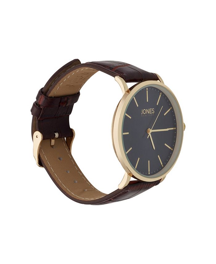Jones New York Men's Brown genuine leather Strap Watch 44mm Macy's