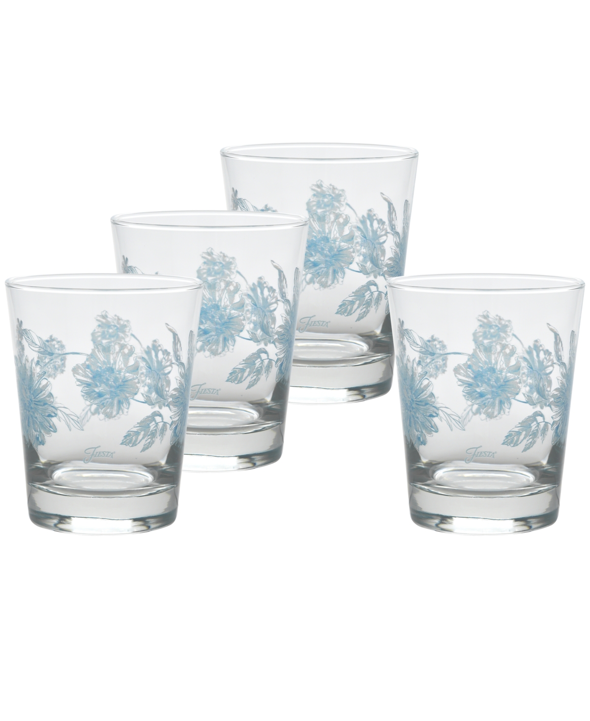 Fiesta Botanical Floral 15-ounce Dof Double Old Fashioned Glass Set Of 4 In Green
