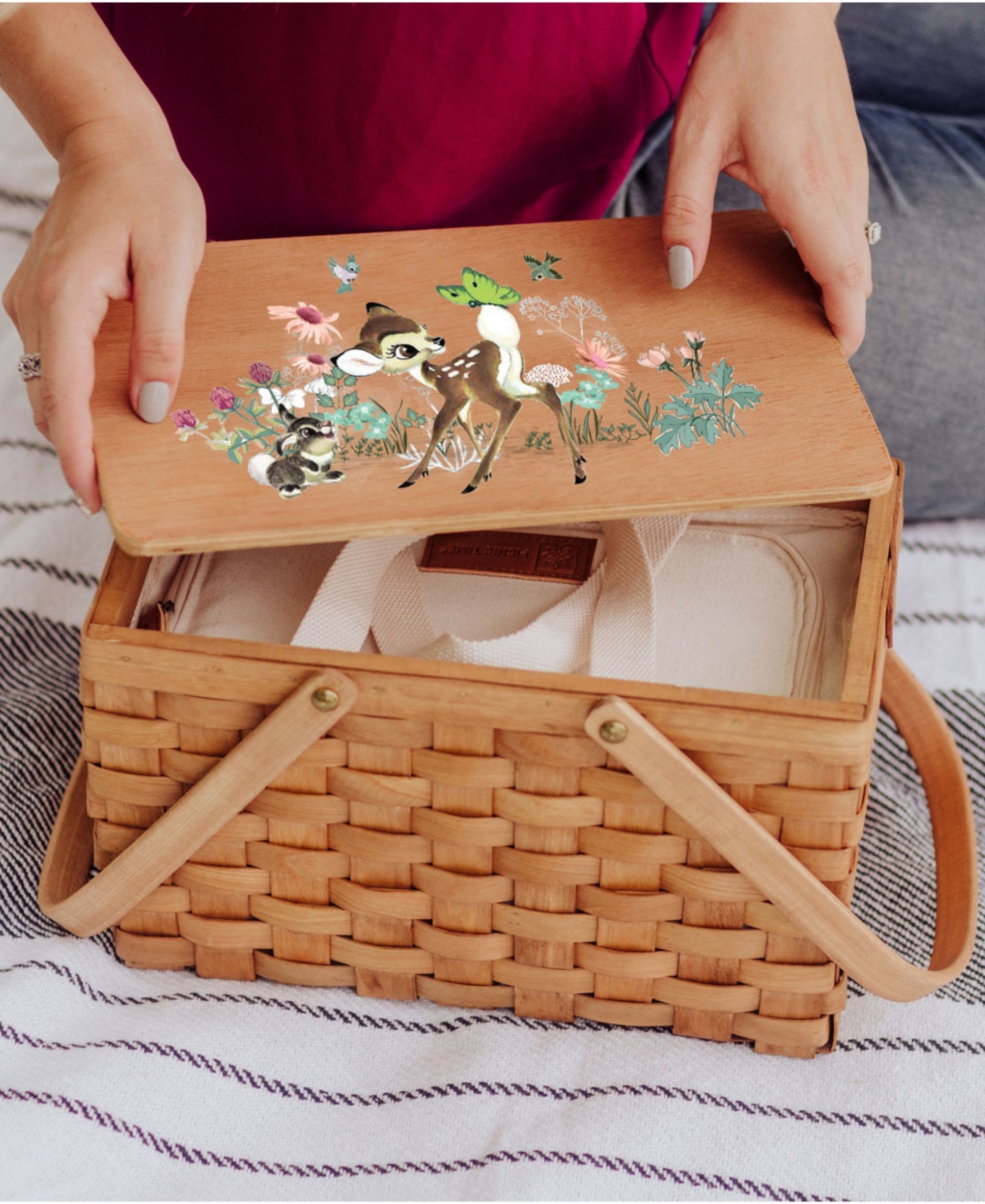 Picnic Time Disney Bambi Poppy Picnic Lunch Basket In Beige