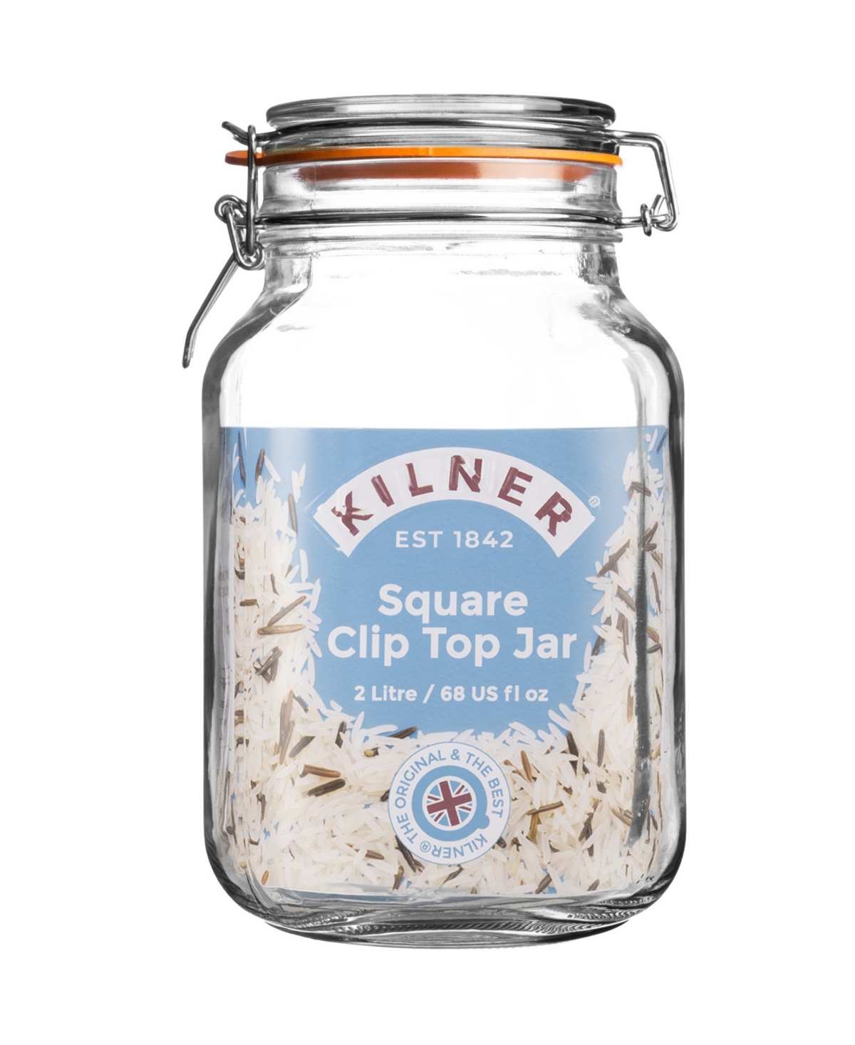 Kilner Set Of 3 Square Clip Top Jars In Clear