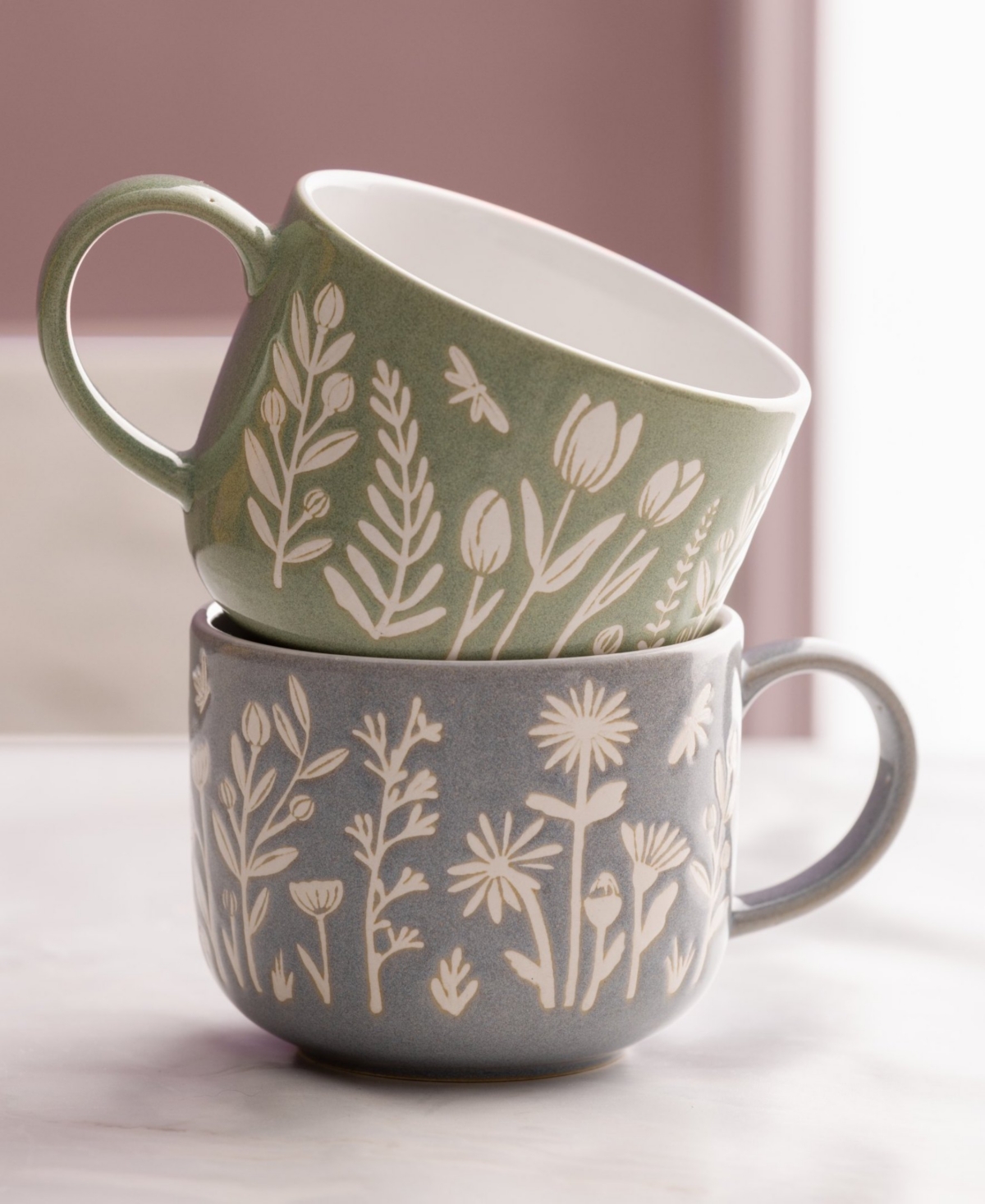 Shop Mason Cash In The Meadow Set Of 4 Green Tulip Mugs