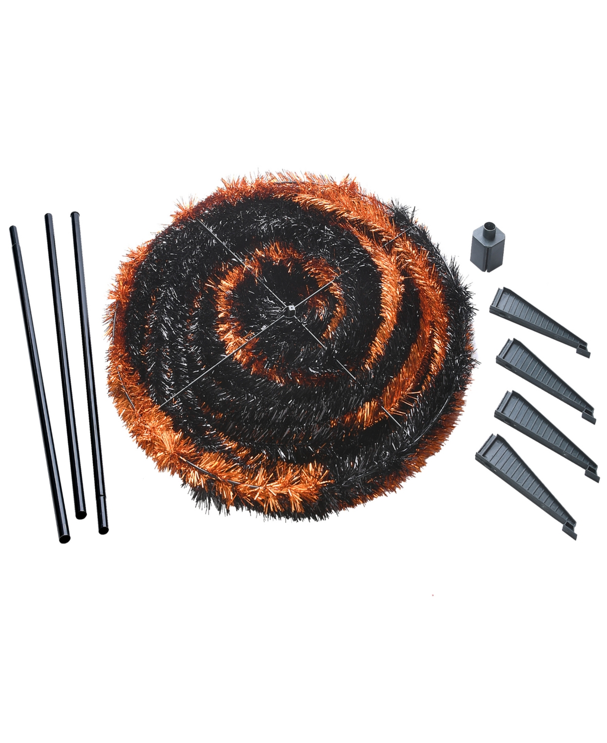 National Tree Company 7.5' Artificial Halloween Tree, Black and Tinsel, Includes Stand, Halloween Collection - Orange