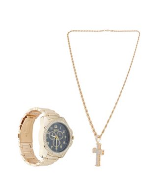 Men's Quartz Gold-Tone Alloy Watch 45mm Gift Set