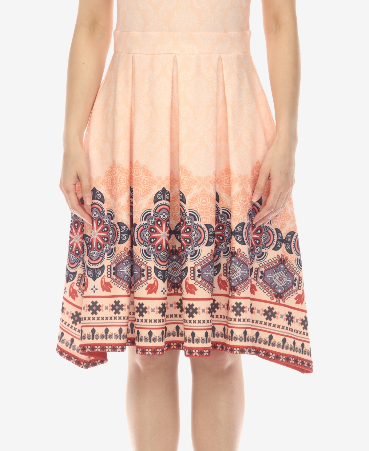 White Mark Plus Size Fit And Flare Knee Length Dress In Multi