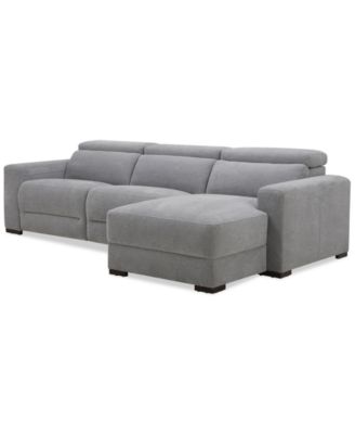 Nevio 3-Pc. Fabric Power Headrest Sectional and Chaise with 2 Power Motion Chairs