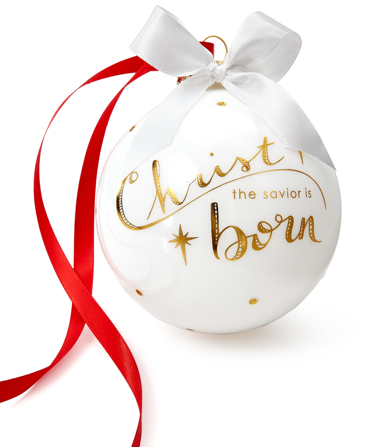 Holiday Lane Blessed Gold and White Ornament, Exclusively at Macy's