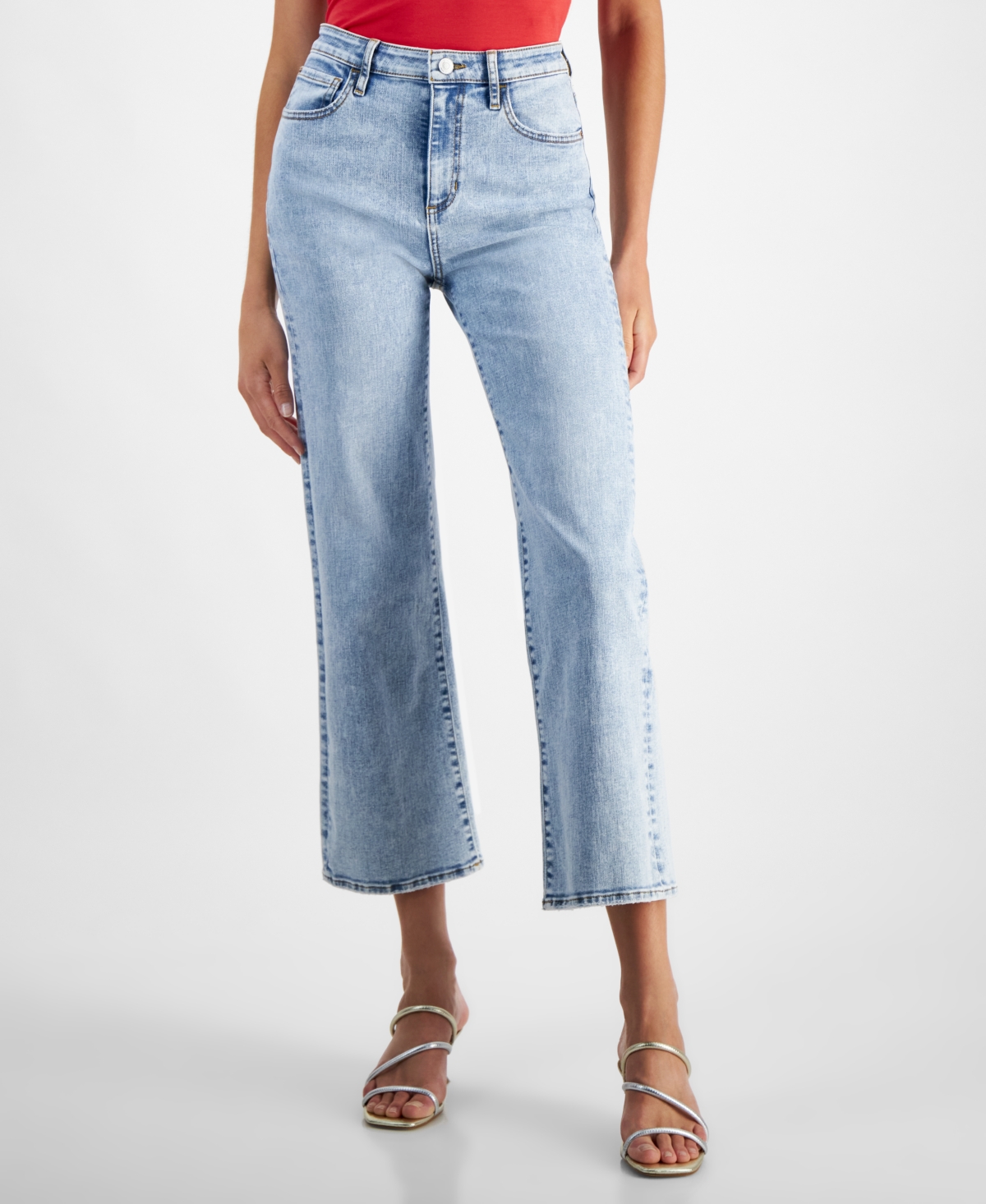 Guess Women's High Rise Wide Leg Ankle Jeans