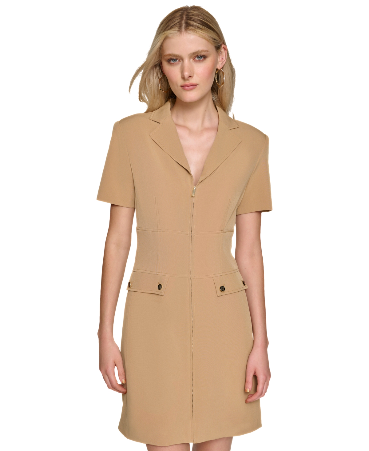 Karl Lagerfeld Paris Women's Zip-Front Crepe Sheath Dress