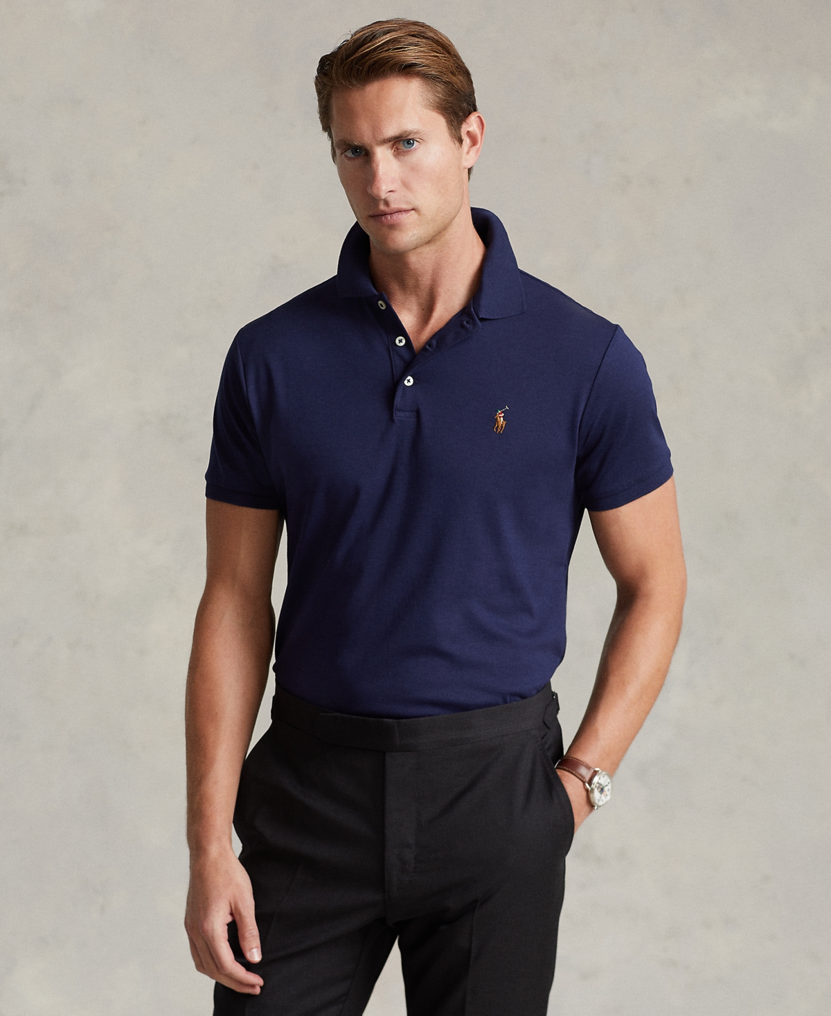 Shop Polo Ralph Lauren Men's Classic Fit Soft Cotton Polo In Refined Navy