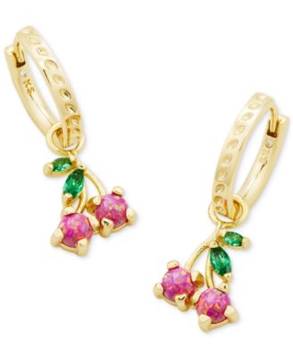 Kendra Scott - 14k Gold-Plated Mixed Stone Cherry Removable Charm Huggie Hoop Earrings