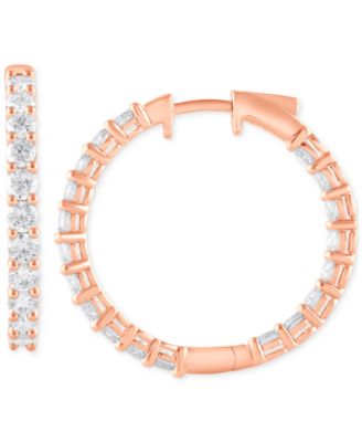 Lab Grown Diamond In & Out Small Hoop Earrings (3 ct. t.w.) in 14k White, Yellow or Rose Gold