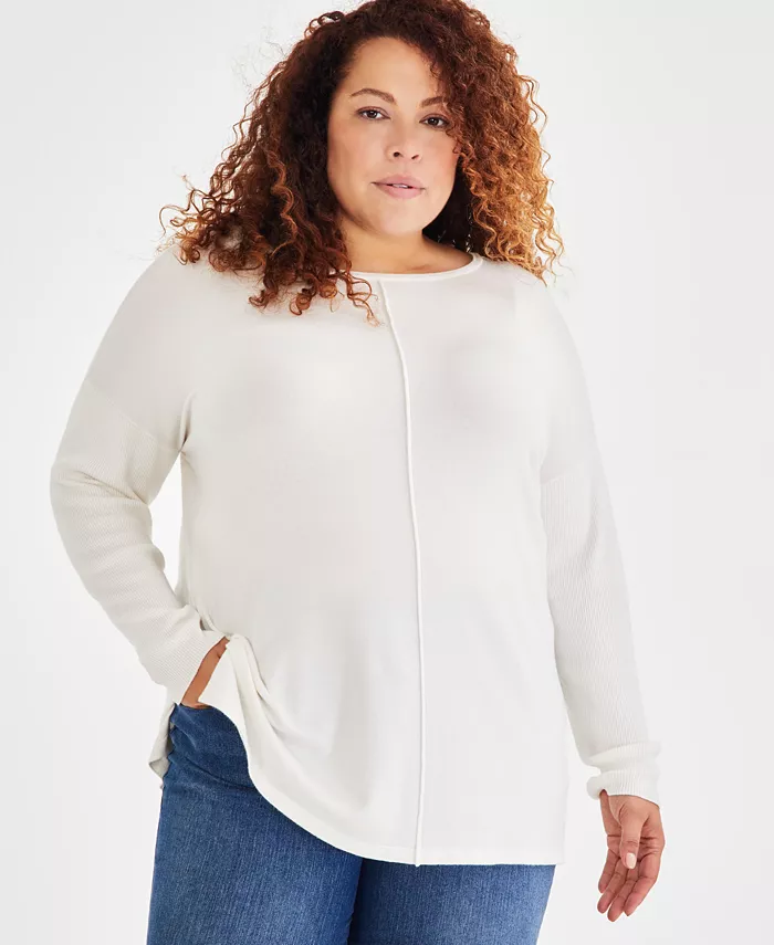 Plus Size Knit Seam-Front Tunic Top - thumbnail 3