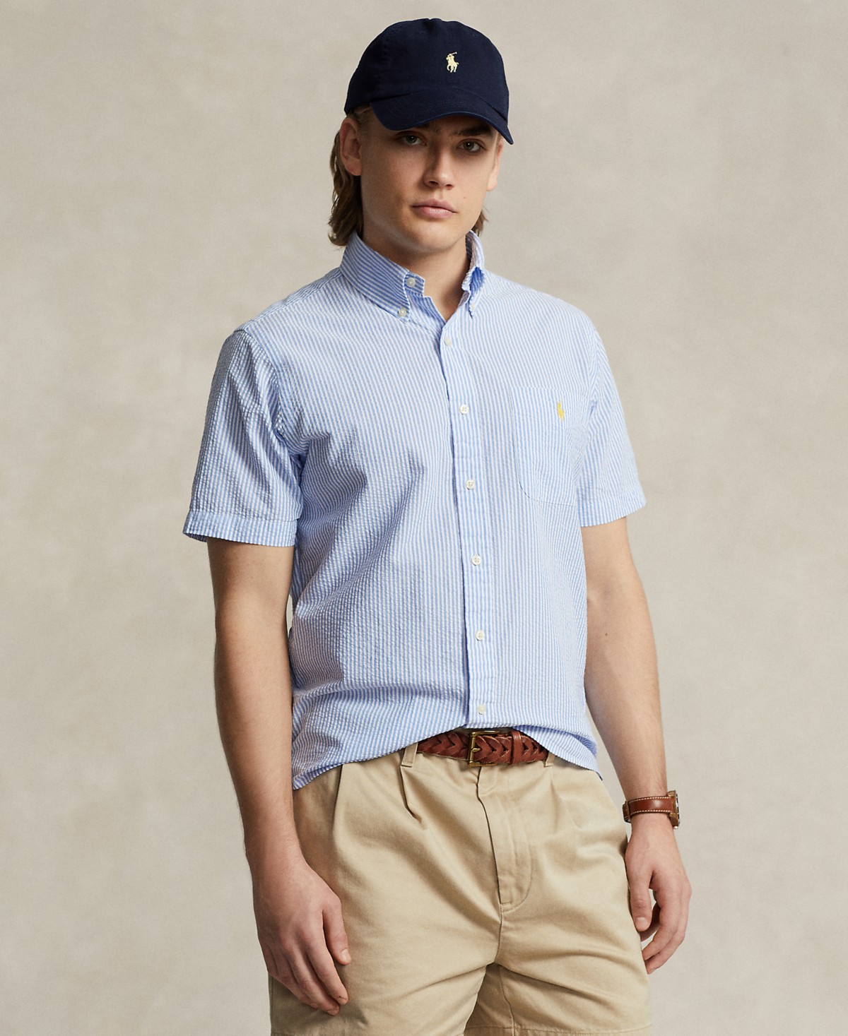 Мужские Polo Ralph Lauren Men's RL Prepster Classic-Fit Seersucker Shirt — фото 7
