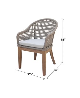 Set of Two Outdoor Teak Patio Dining Chair with Cushions