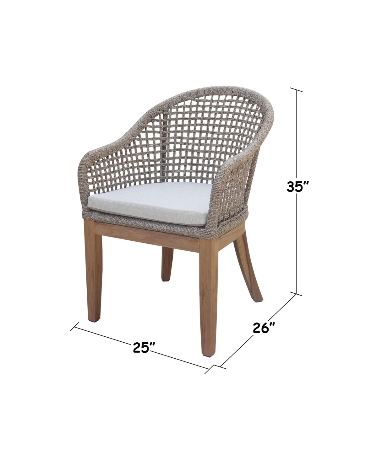 International Concepts Set Of Two Outdoor Teak Patio Dining Chair With Cushions In Natural