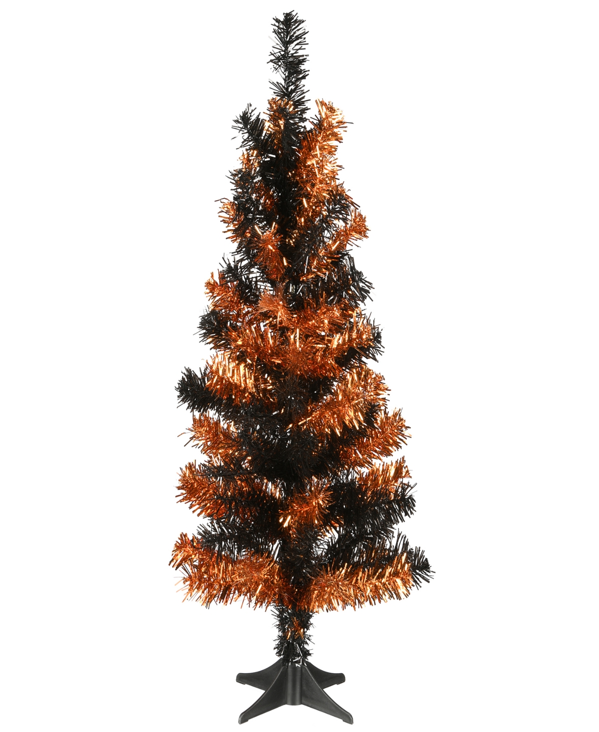24" Tinsel Tree, Black, Orange, Halloween Collection - Black