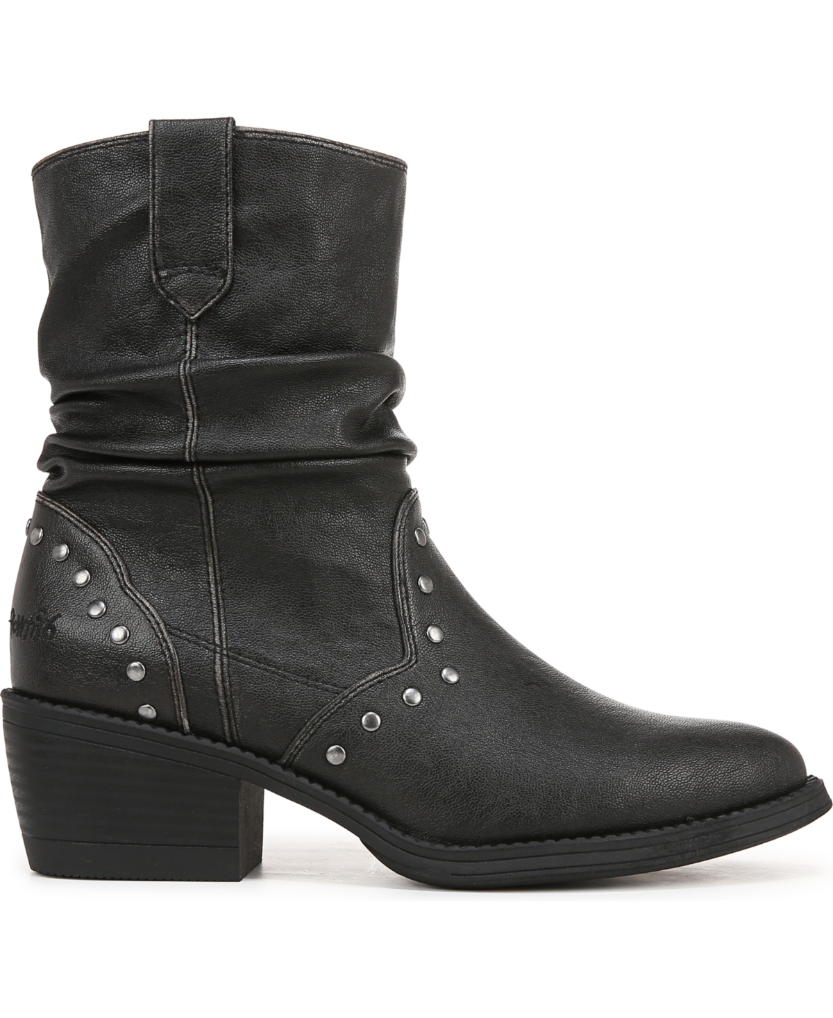 Blowfish Malibu Women's Rebel Western Booties - Black Distressed Faux Leather - Polyuret