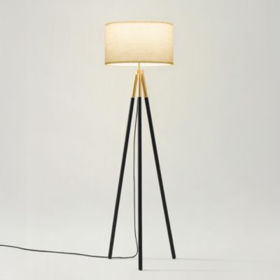 Levi Modern LED Tripod Gold Floor Lamp with Drum Shade (61"), Bulb Included