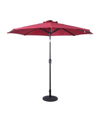 Kinsley 9 Ft Solar Patio Umbrella with LED Lights, Crank Handle & Push Button Tilt