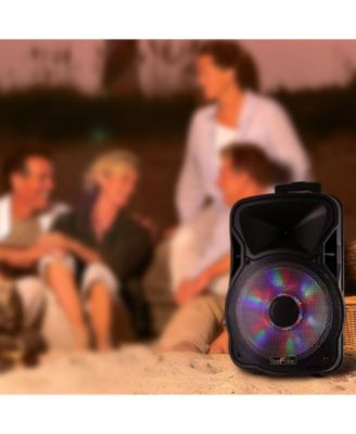 12 Inch 2500 Watt Bluetooth Rechargeable Portable Party PA Speaker with Illuminating Lights and microphone